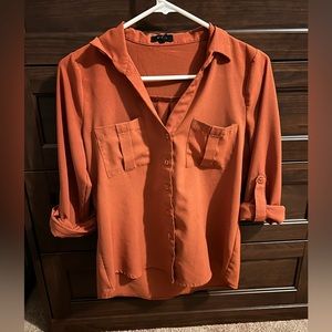 Chiffon button up utility blouse